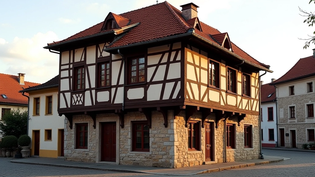 Detailní pohled na rohový dům s bohatou výzdobou v historickém centru